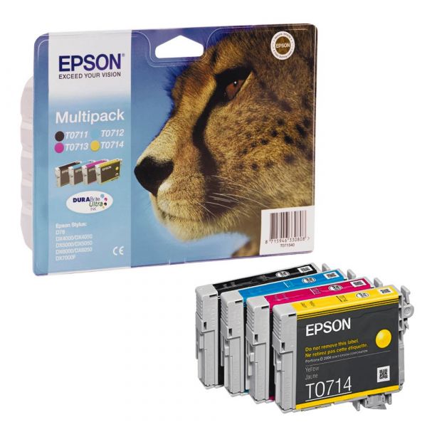 Großer Sonderpreis!! Epson T0715 (4er C13T07154012 / Tinten Multipack Set) CMYK