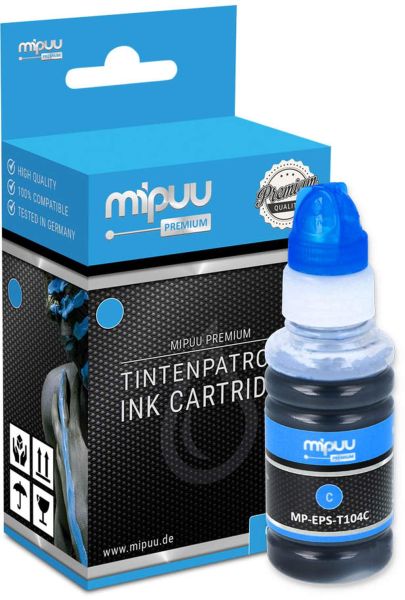 Mipuu Tinte ersetzt Epson 104 / C13T00P240 Nachfüll-Tinte Cyan 70 ml