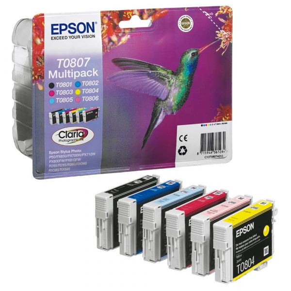 Epson T0807 / C13T08074011 Tinten Multipack CMYK (6er Set)