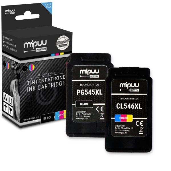 Mipuu Tinte ersetzt Canon PG-545 XL / CL-546 XL Multipack (1x Black / 1x Color)