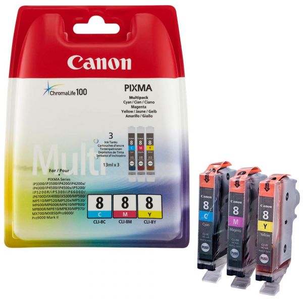 Canon CLI-8 / 0621B029 Tinten Multipack CMY (3er Set)