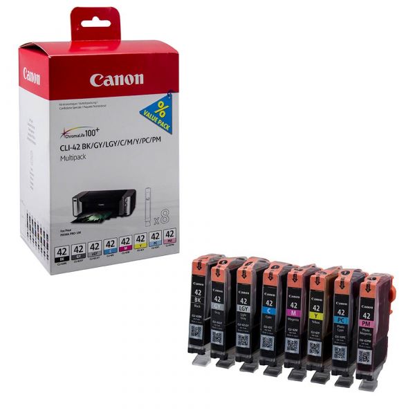 Canon CLI-42 / 6384B010 Tinten Multipack BK/C/M/Y/PC/PM/GY/LGY (8er Set)