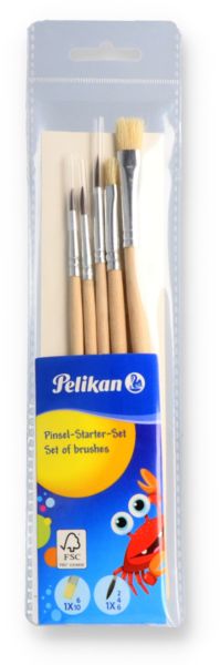 Pelikan Pinsel-Starter-Set (3 Haarpinsel, 2 Borstenpinsel)