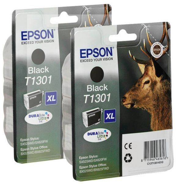 Epson T1301 XL / C13T13014012 Tinte Black (2er Pack)
