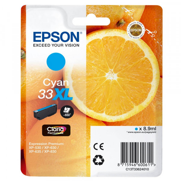 Epson 33 XL / C13T33624012 Tinte Cyan