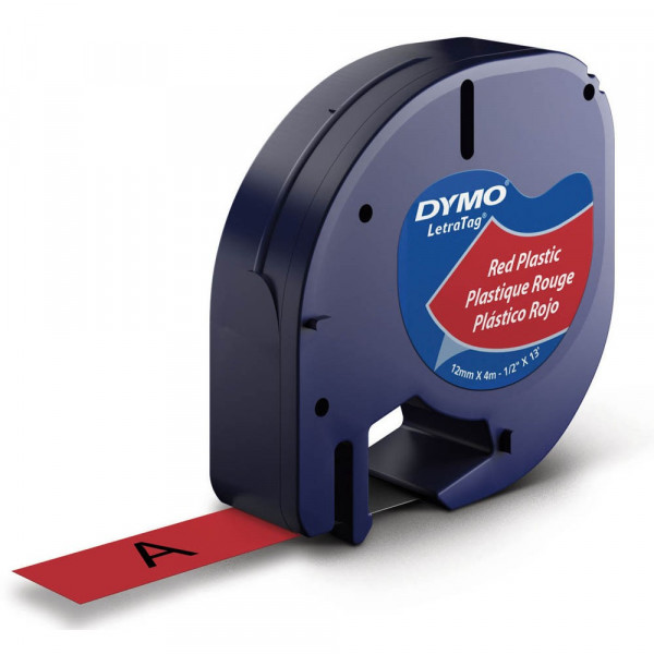 Dymo LetraTag Beschriftungsband 91223 geeignet für LT-100H / LT-100T (Schwarz auf Rot)