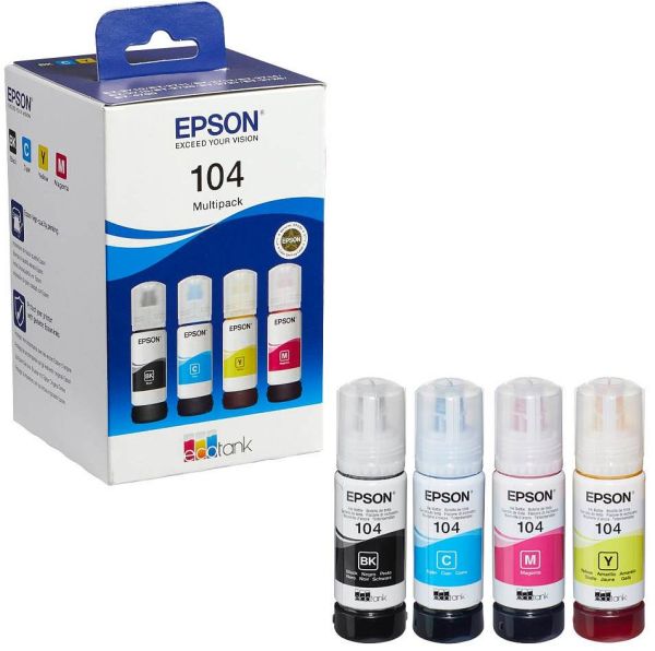 Epson 104 / C13T00P640 Nachfüll-Tinte Multipack CMYK (4er Set) 260 ml
