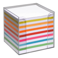 folia Zettelbox transparent Papierfarbe farbsortiert (inkl. 700 Notizzettel)